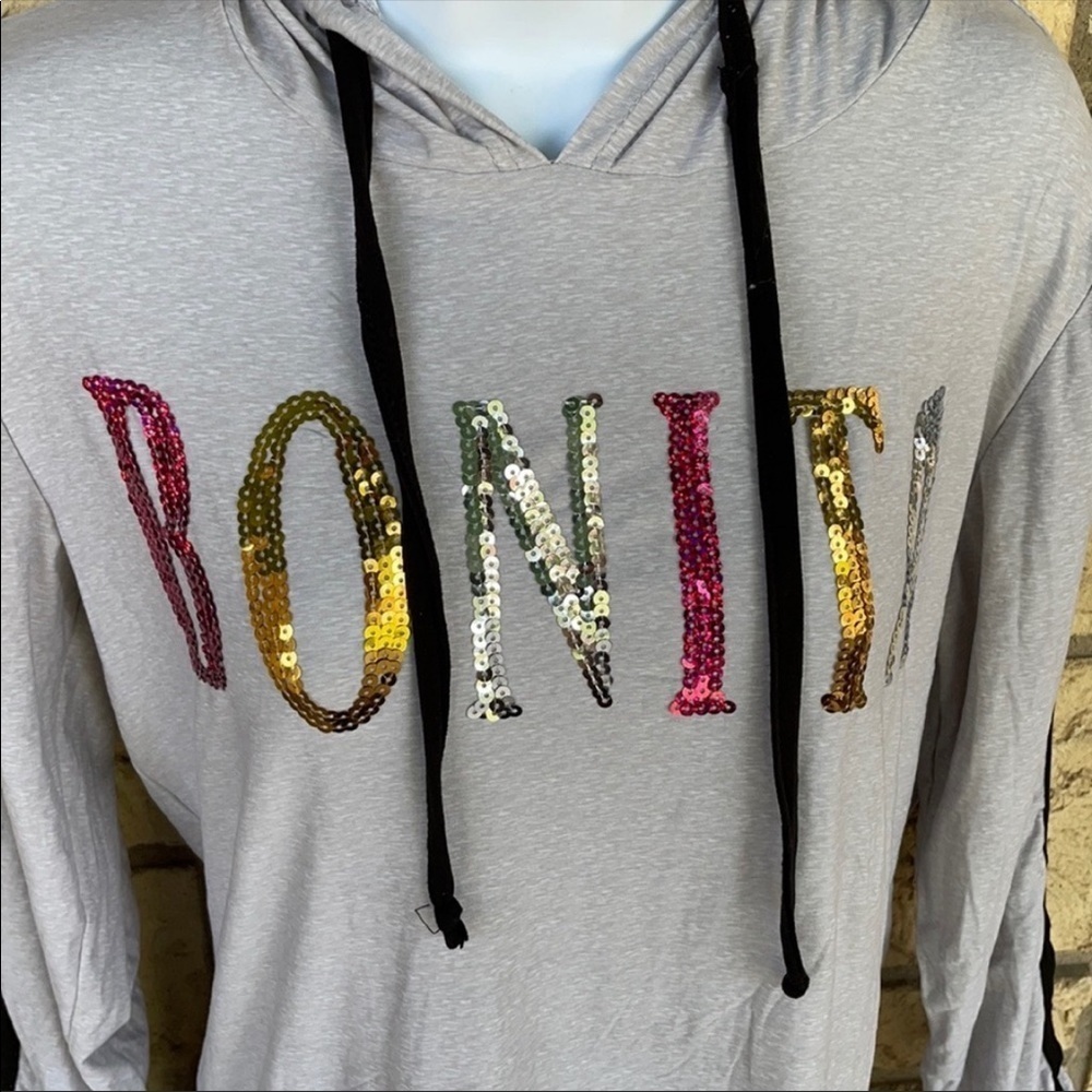 Bonita Thin comfortable sequins hoodie Small pull over thin - Picture 2 of 5